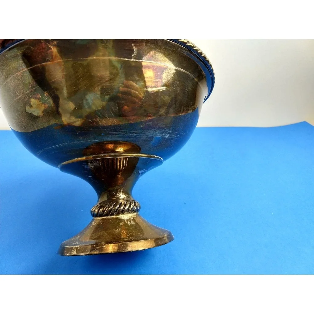 Vintage Pottery Barn Silverplate Ornate Rope Raised Goblet Dish